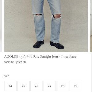 Agolde Light Wash Straight Jeans with Knee Rips